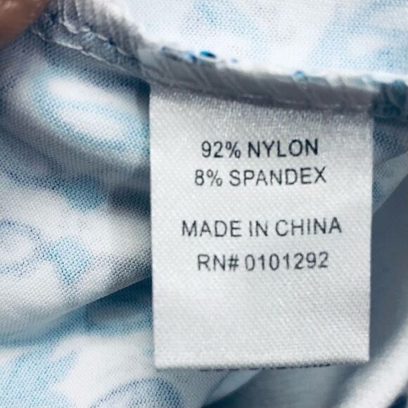 NEW Lulu-B UPF 50 Blue White Geometric Parsley Print Smooth Full Zip Jacket - Picture 13 of 13